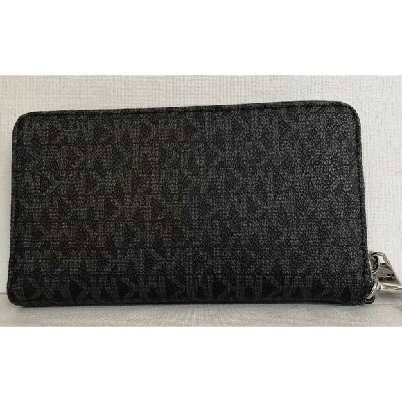 New Michael Kors Jet Set Travel Large Flat Phone Case Logo Wallet Black - Picture 6 of 6